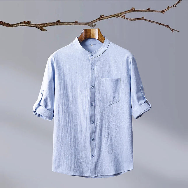 Slim-Fit Cotton Linen Shirt - Casual Business Outdoor Trend for Men