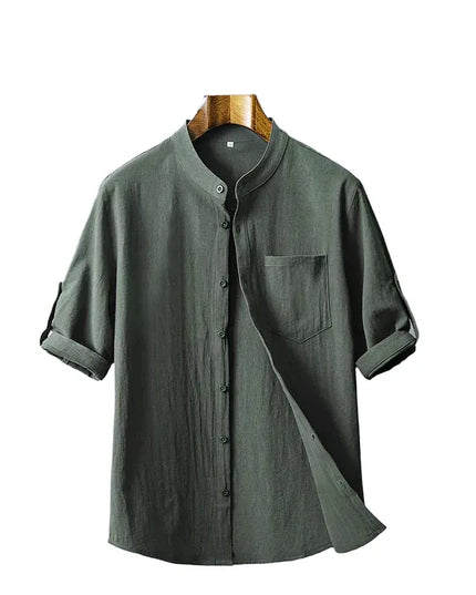 Slim-Fit Cotton Linen Shirt - Casual Business Outdoor Trend for Men