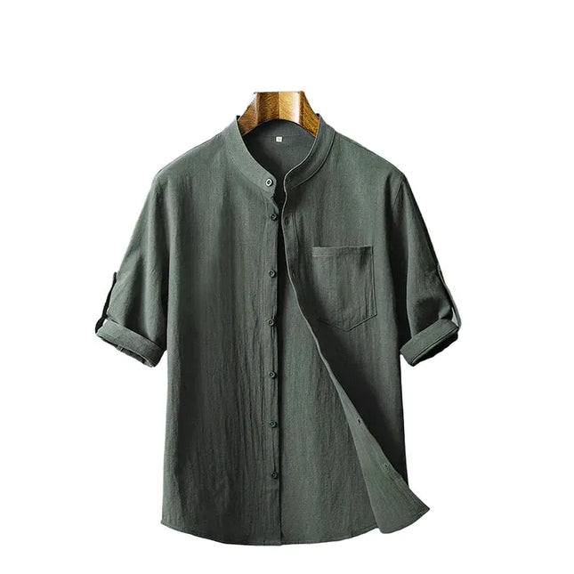 Slim-Fit Cotton Linen Shirt - Casual Business Outdoor Trend for Men