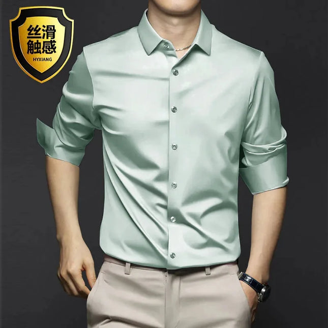 Slim Fit Short Sleeve Men's Dress Shirt - Anti-Wrinkle Cotton Gray