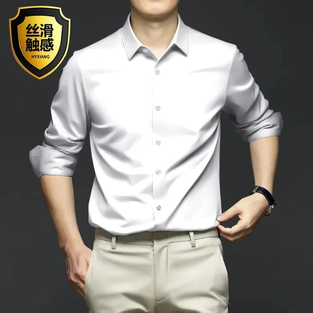 Slim Fit Short Sleeve Men's Dress Shirt - Anti-Wrinkle Cotton Gray