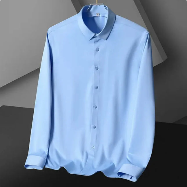 Slim Fit Short Sleeve Men's Dress Shirt - Anti-Wrinkle Cotton Gray