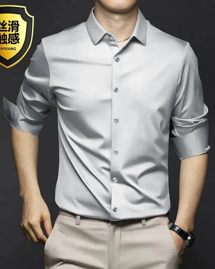 Slim Fit Short Sleeve Men's Dress Shirt - Anti-Wrinkle Cotton Gray