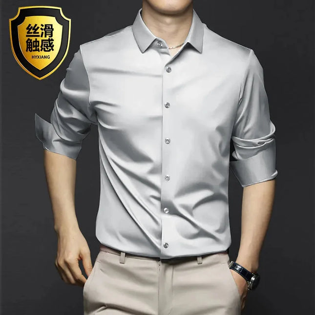 Slim Fit Short Sleeve Men's Dress Shirt - Anti-Wrinkle Cotton Gray