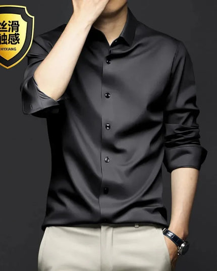 Slim Fit Short Sleeve Men's Dress Shirt - Anti-Wrinkle Cotton Gray