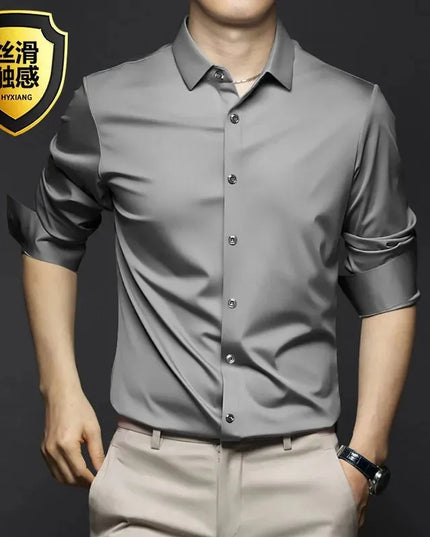 Slim Fit Short Sleeve Men's Dress Shirt - Anti-Wrinkle Cotton Gray