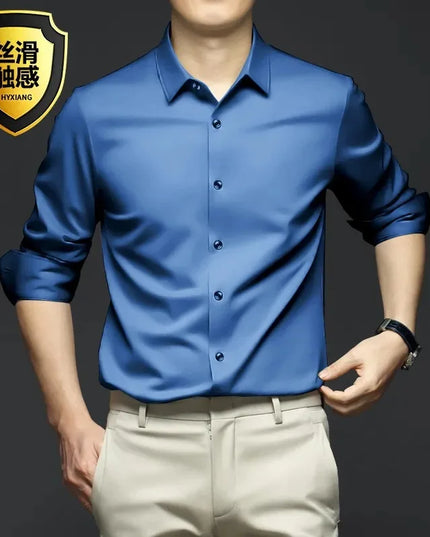 Slim Fit Short Sleeve Men's Dress Shirt - Anti-Wrinkle Cotton Gray