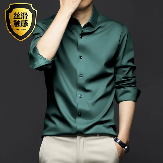 Slim Fit Short Sleeve Men's Dress Shirt - Anti-Wrinkle Cotton Gray