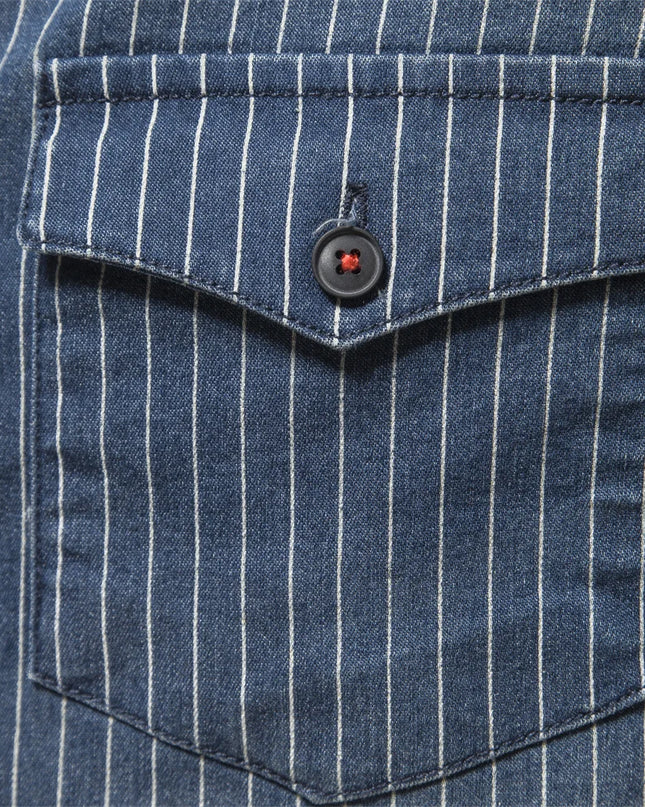 Striped Cotton Denim Shirts for Men - Casual Slim Fit