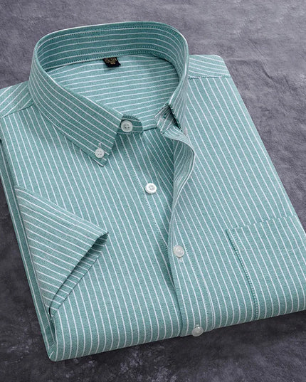 Stylish 100% Cotton Oxford Shirt - Summer Short Sleeve, Plus Size 5XL