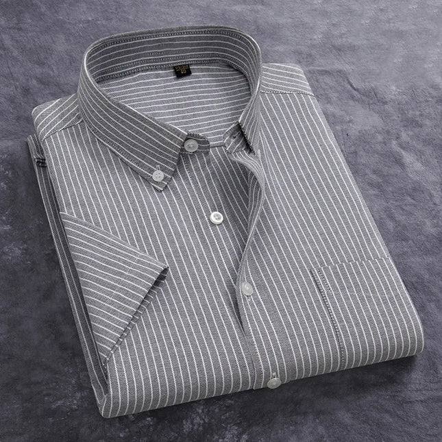 Stylish 100% Cotton Oxford Shirt - Summer Short Sleeve, Plus Size 5XL