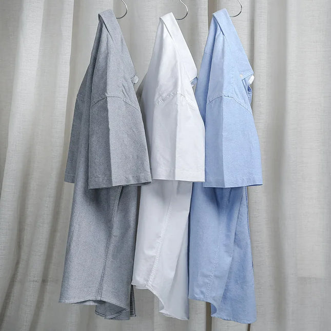 Stylish 100% Cotton Oxford Shirt - Summer Short Sleeve, Plus Size 5XL