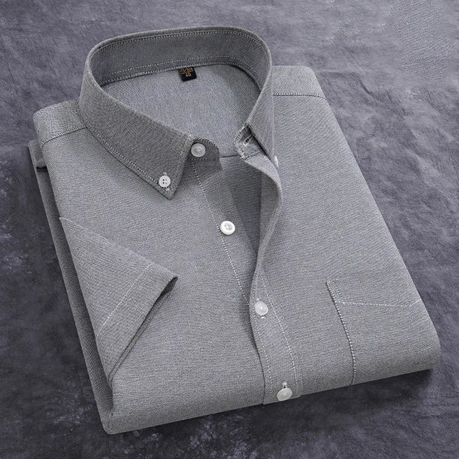 Stylish 100% Cotton Oxford Shirt - Summer Short Sleeve, Plus Size 5XL
