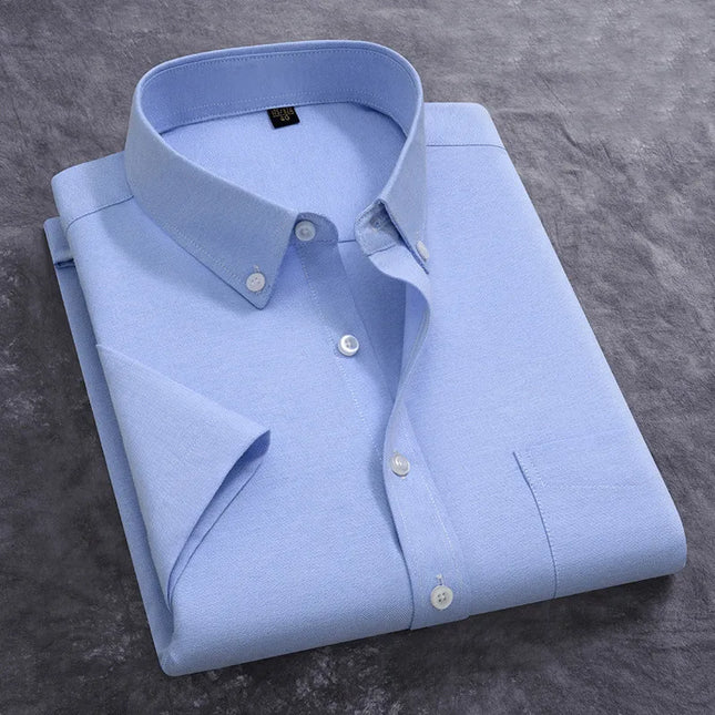 Stylish 100% Cotton Oxford Shirt - Summer Short Sleeve, Plus Size 5XL