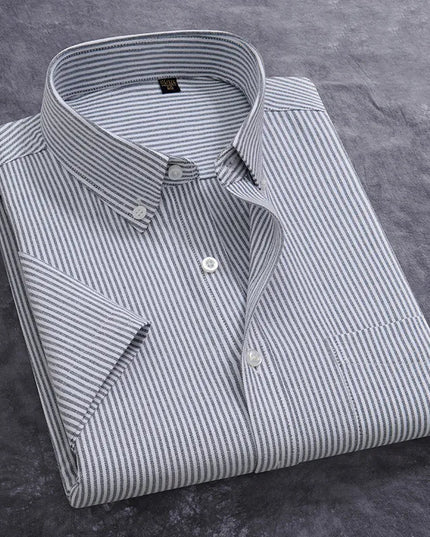 Stylish 100% Cotton Oxford Shirt - Summer Short Sleeve, Plus Size 5XL