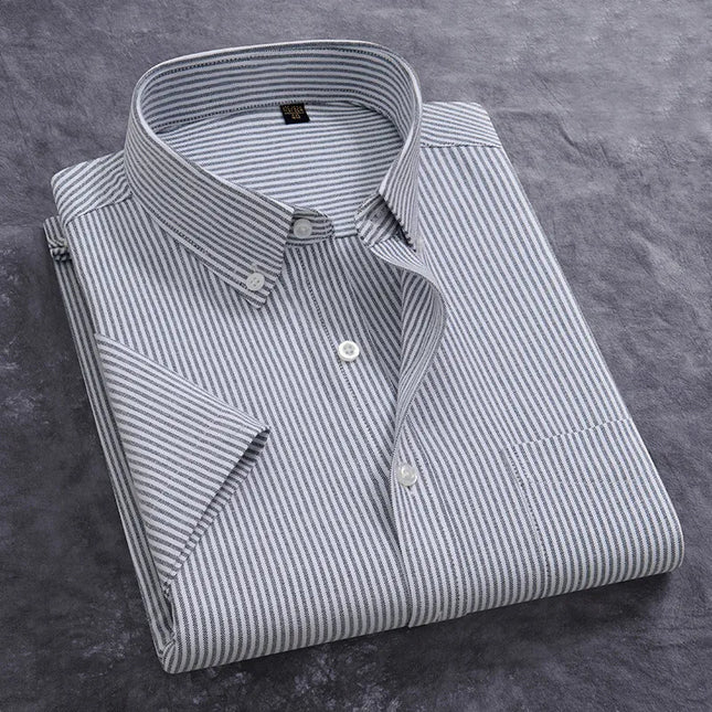 Stylish 100% Cotton Oxford Shirt - Summer Short Sleeve, Plus Size 5XL