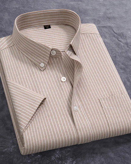 Stylish 100% Cotton Oxford Shirt - Summer Short Sleeve, Plus Size 5XL