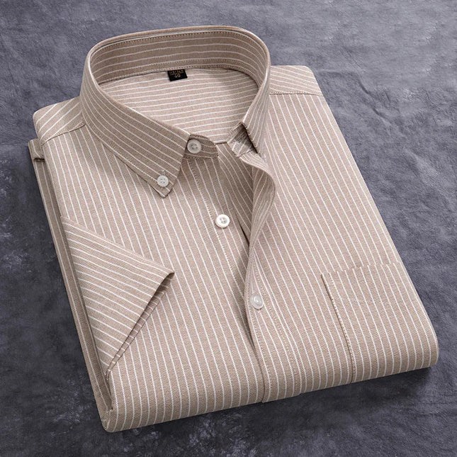 Stylish 100% Cotton Oxford Shirt - Summer Short Sleeve, Plus Size 5XL