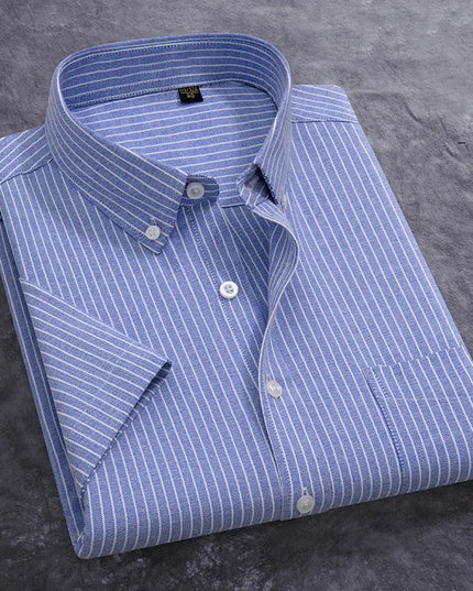 Stylish 100% Cotton Oxford Shirt - Summer Short Sleeve, Plus Size 5XL
