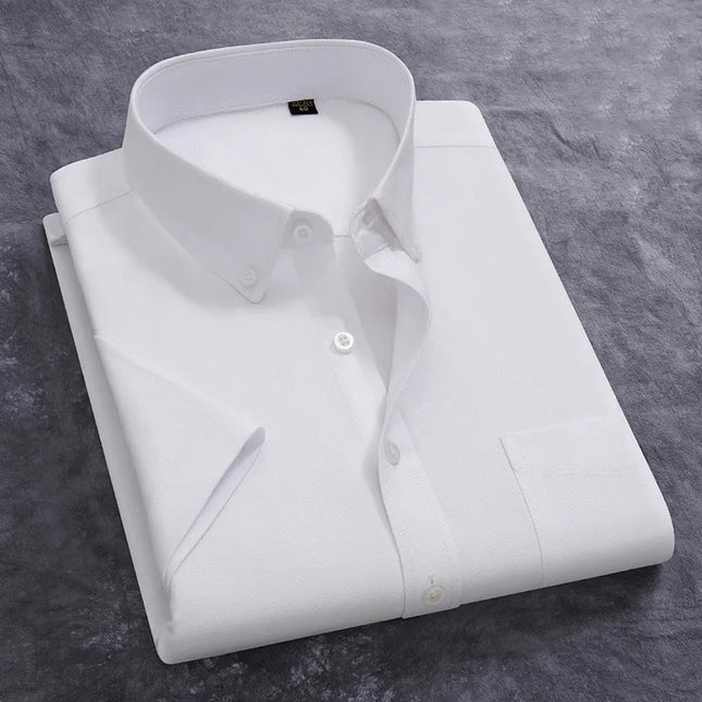 Stylish 100% Cotton Oxford Shirt - Summer Short Sleeve, Plus Size 5XL