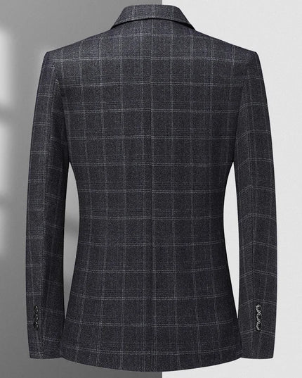 Stylish Checkered Blazer for Men - Autumn Winter Business Casual