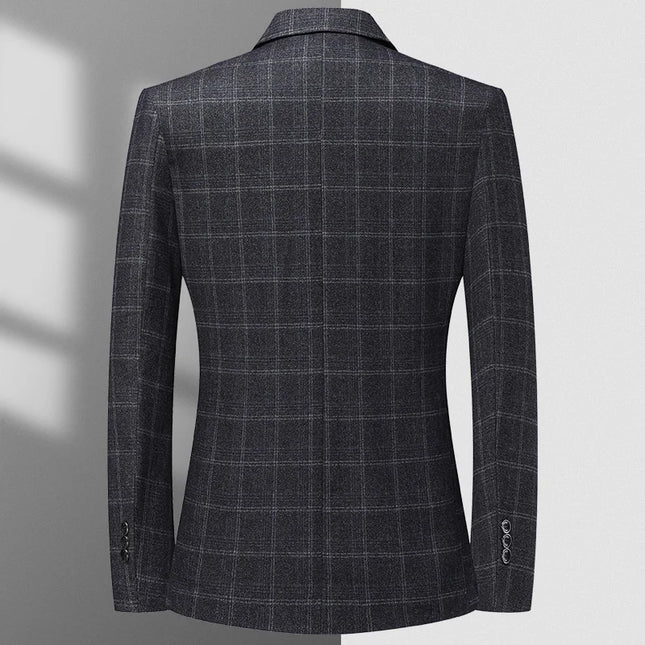 Stylish Checkered Blazer for Men - Autumn Winter Business Casual