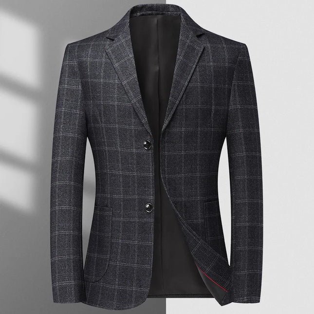 Stylish Checkered Blazer for Men - Autumn Winter Business Casual