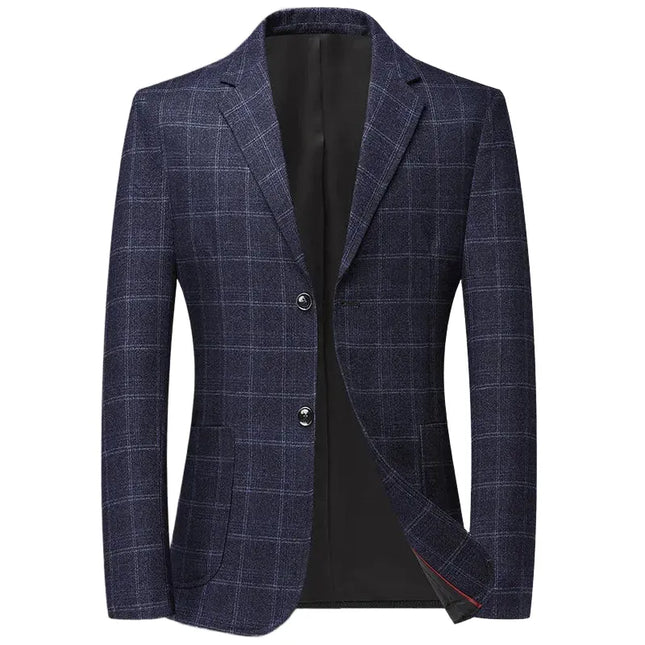 Stylish Checkered Blazer for Men - Autumn Winter Business Casual