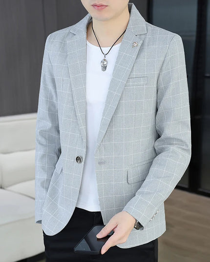Stylish Checkered Men's Blazer - Perfect for Cycling & Formal Events