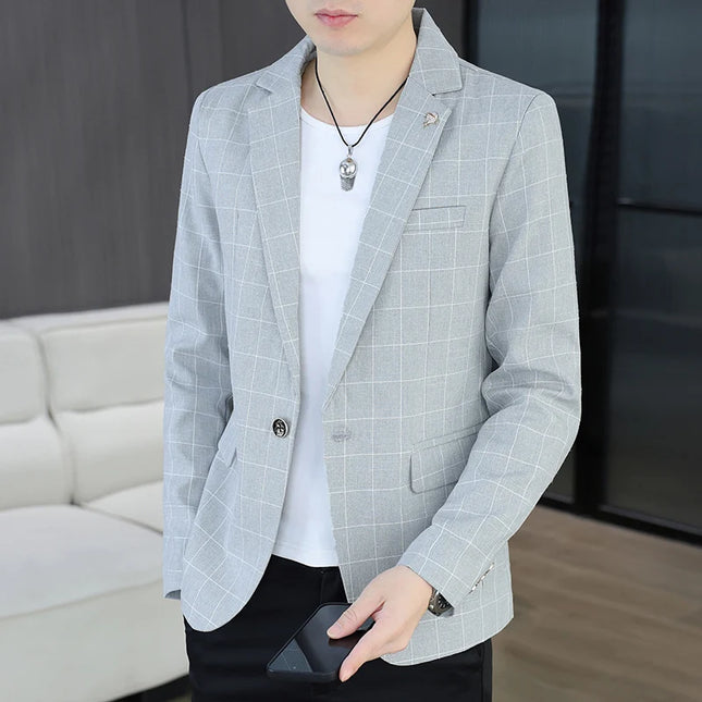 Stylish Checkered Men's Blazer - Perfect for Cycling & Formal Events