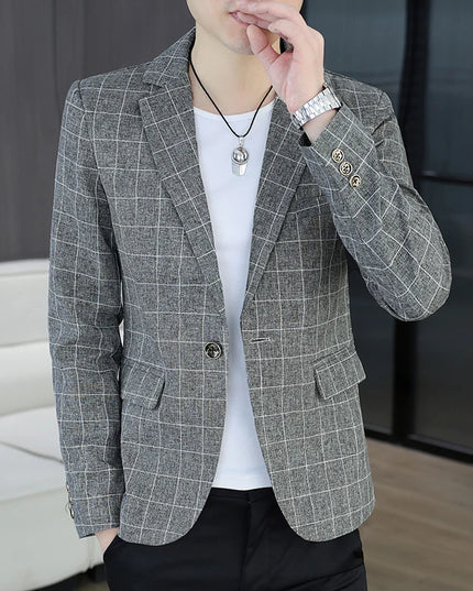 Stylish Checkered Men's Blazer - Perfect for Cycling & Formal Events