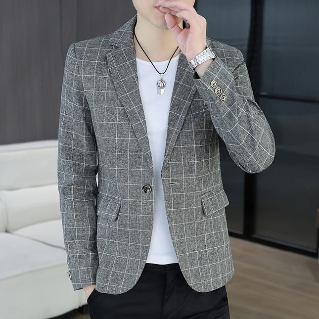 Stylish Checkered Men's Blazer - Perfect for Cycling & Formal Events