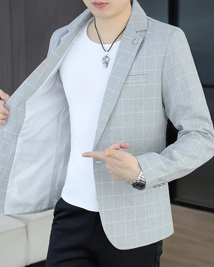 Stylish Checkered Men's Blazer - Perfect for Cycling & Formal Events
