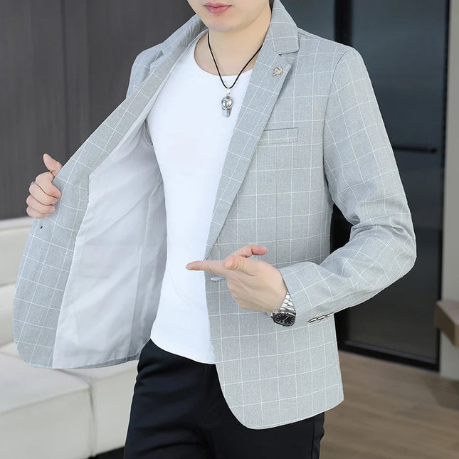 Stylish Checkered Men's Blazer - Perfect for Cycling & Formal Events
