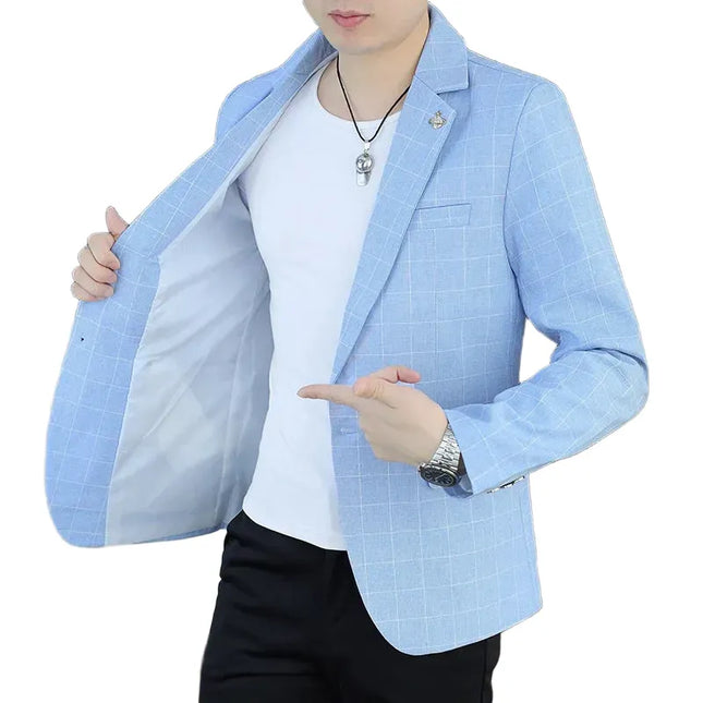 Stylish Checkered Men's Blazer - Perfect for Cycling & Formal Events