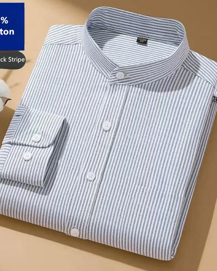 Stylish Chinese Men's Stripe Oxford Shirt - Versatile Casual Blouse