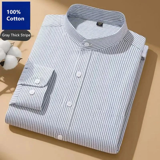 Stylish Chinese Men's Stripe Oxford Shirt - Versatile Casual Blouse