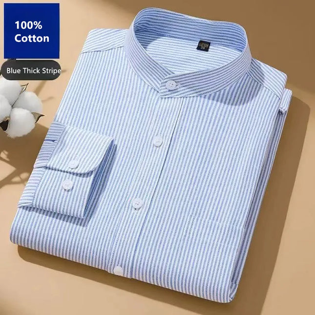 Stylish Chinese Men's Stripe Oxford Shirt - Versatile Casual Blouse