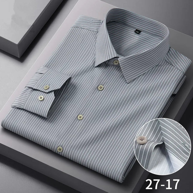 Stylish Long Sleeve Stripe Shirts for Men - Wrinkle Resistant Casual Wear