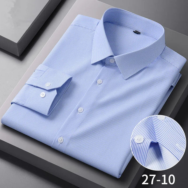 Stylish Long Sleeve Stripe Shirts for Men - Wrinkle Resistant Casual Wear