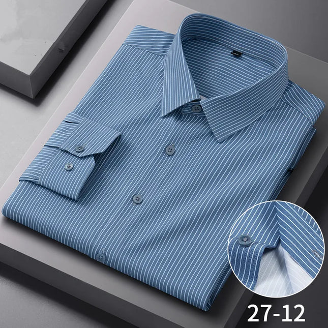 Stylish Long Sleeve Stripe Shirts for Men - Wrinkle Resistant Casual Wear