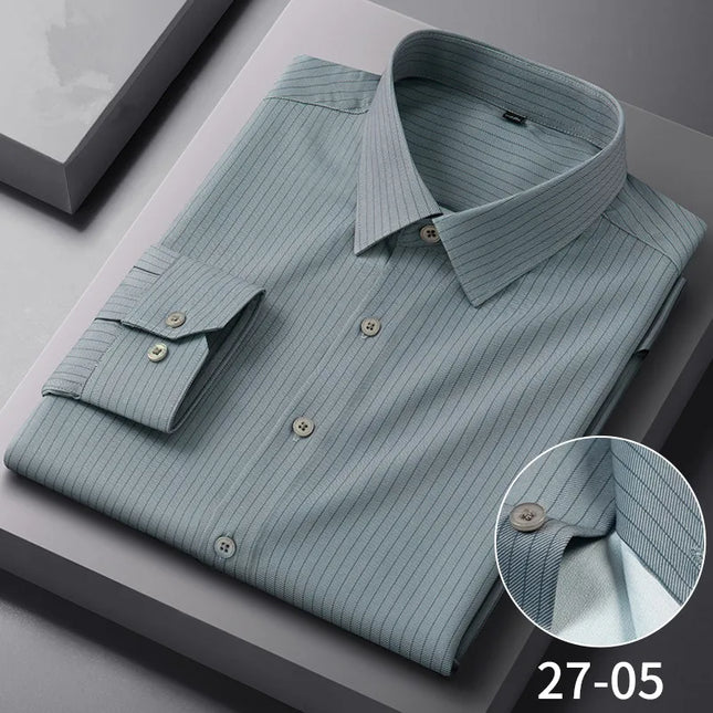 Stylish Long Sleeve Stripe Shirts for Men - Wrinkle Resistant Casual Wear