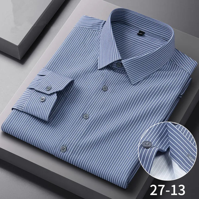Stylish Long Sleeve Stripe Shirts for Men - Wrinkle Resistant Casual Wear