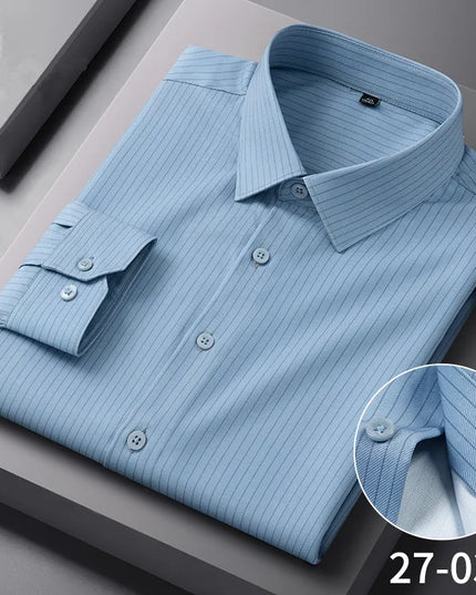 Stylish Long Sleeve Stripe Shirts for Men - Wrinkle Resistant Casual Wear