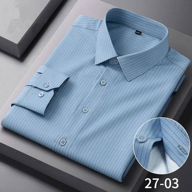 Stylish Long Sleeve Stripe Shirts for Men - Wrinkle Resistant Casual Wear