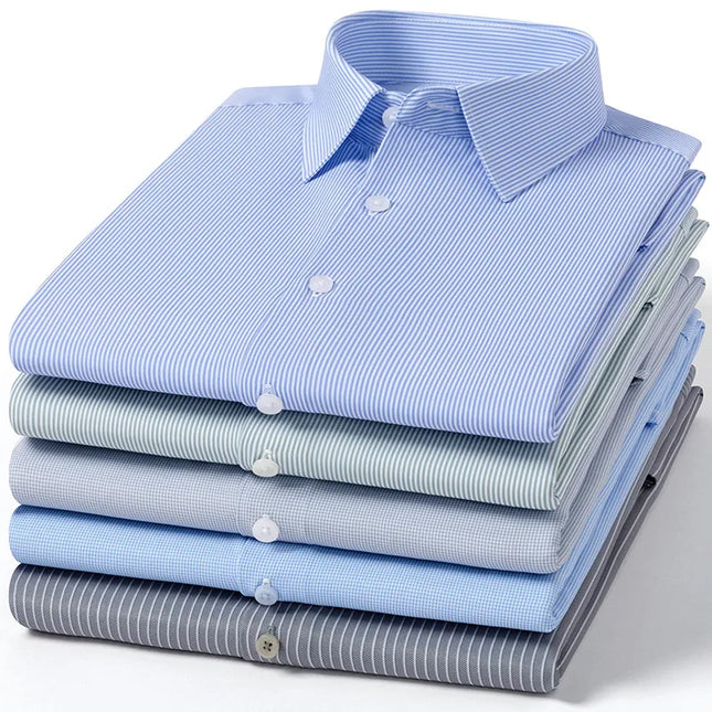 Stylish Long Sleeve Stripe Shirts for Men - Wrinkle Resistant Casual Wear
