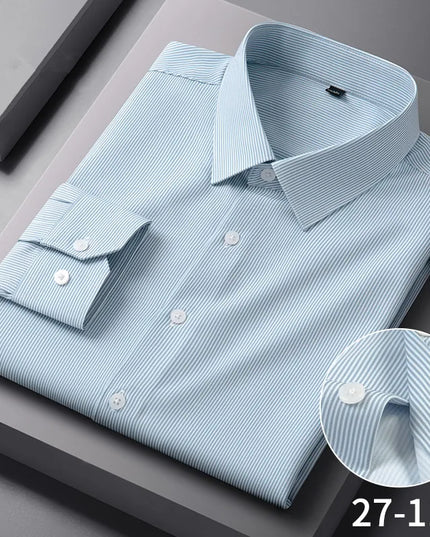 Stylish Long Sleeve Stripe Shirts for Men - Wrinkle Resistant Casual Wear