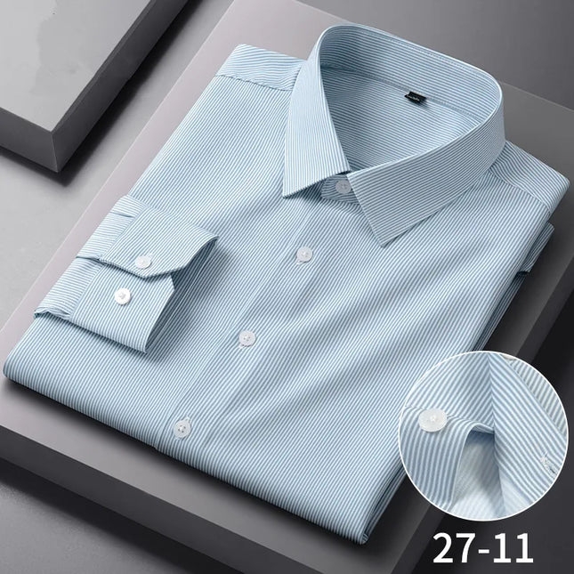 Stylish Long Sleeve Stripe Shirts for Men - Wrinkle Resistant Casual Wear