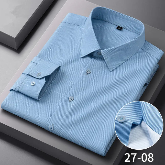 Stylish Long Sleeve Stripe Shirts for Men - Wrinkle Resistant Casual Wear