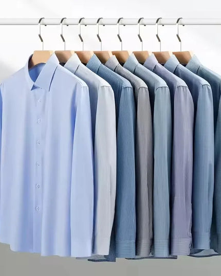 Stylish Long Sleeve Stripe Shirts for Men - Wrinkle Resistant Casual Wear